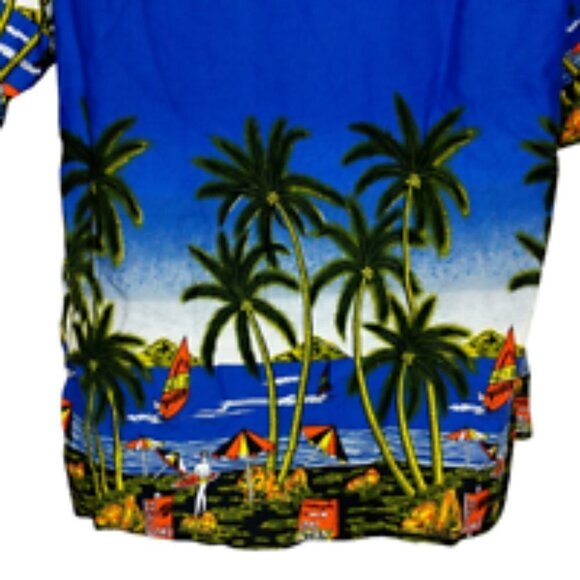 Fun Wear Mens Hawaiian Button Front Shirt XL Beach Palm Trees Surfing - Picture 4 of 6